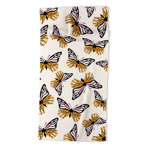 Insvy Design Studio ButterflyPink Yellow Beach Towel