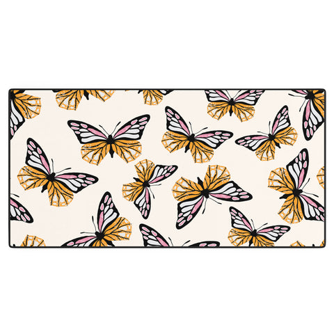 Insvy Design Studio ButterflyPink Yellow Desk Mat
