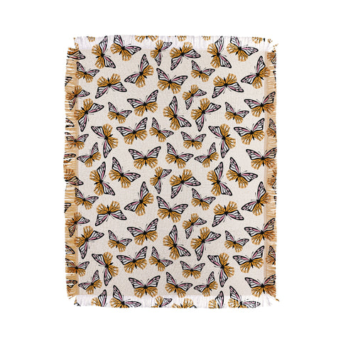 Insvy Design Studio ButterflyPink Yellow Throw Blanket