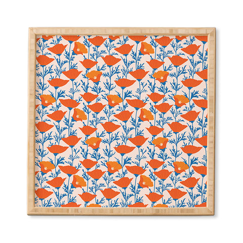 Insvy Design Studio California Poppy Orange Blue Framed Wall Art