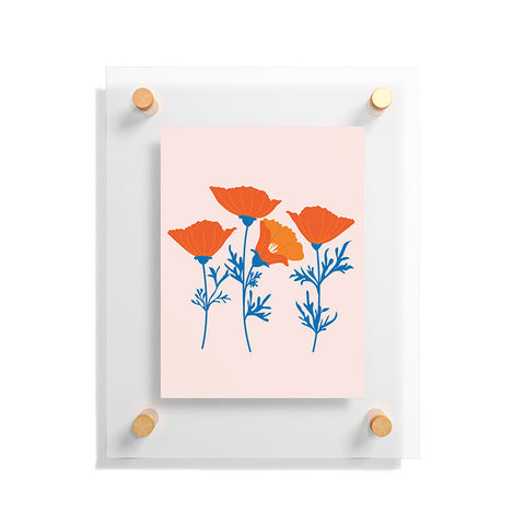 Insvy Design Studio California Poppy Orange Blue Floating Acrylic Print