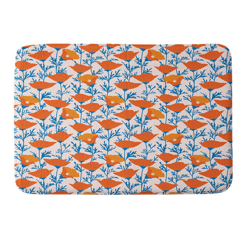 Insvy Design Studio California Poppy Orange Blue Memory Foam Bath Mat