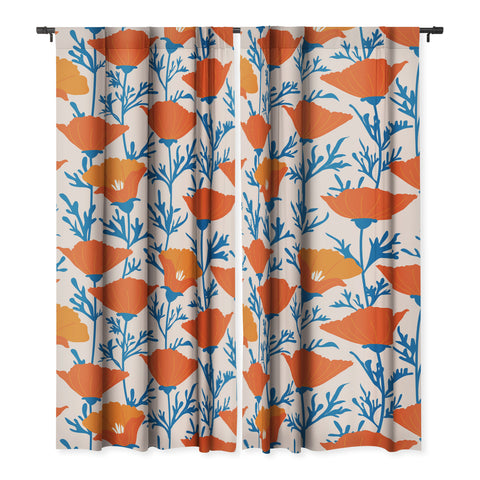 Insvy Design Studio California Poppy Orange Blue Blackout Non Repeat
