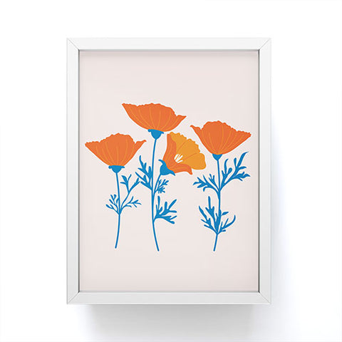 Insvy Design Studio California Poppy Orange Blue Framed Mini Art Print