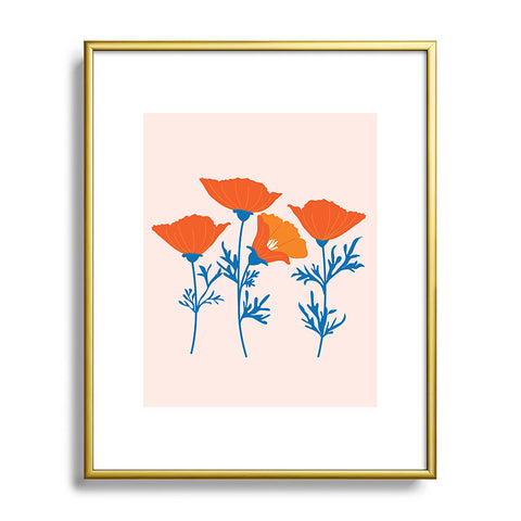Insvy Design Studio California Poppy Orange Blue Metal Framed Art Print