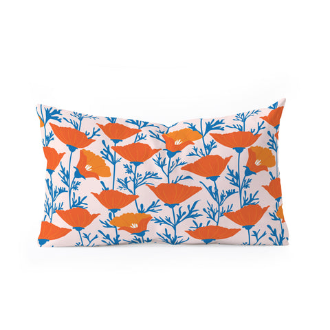 Insvy Design Studio California Poppy Orange Blue Oblong Throw Pillow