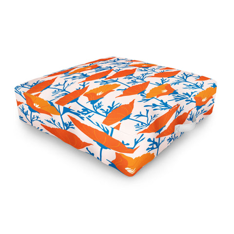 Insvy Design Studio California Poppy Orange Blue Outdoor Floor Cushion