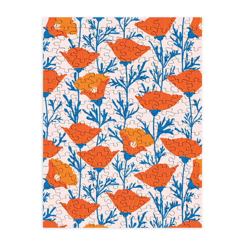 Insvy Design Studio California Poppy Orange Blue Puzzle