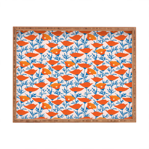 Insvy Design Studio California Poppy Orange Blue Rectangular Tray