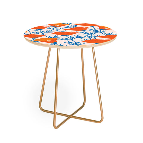 Insvy Design Studio California Poppy Orange Blue Round Side Table