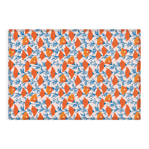 Insvy Design Studio California Poppy Orange Blue Outdoor Rug