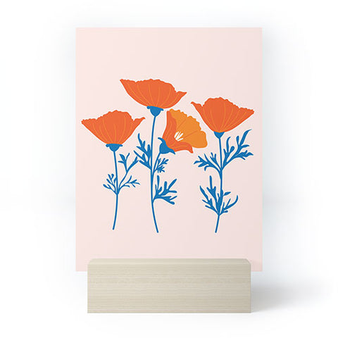 Insvy Design Studio California Poppy Orange Blue Mini Art Print