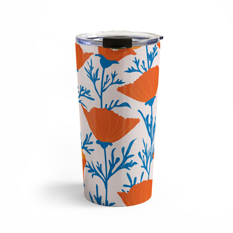 Insvy Design Studio California Poppy Orange Blue Travel Mug
