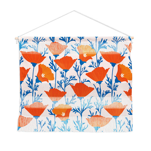 Insvy Design Studio California Poppy Orange Blue Wall Hanging Landscape