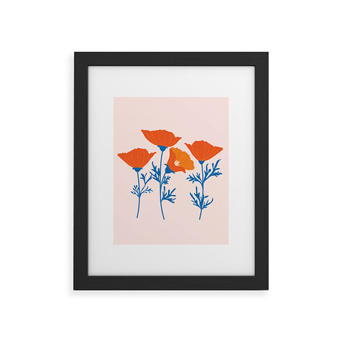 Insvy Design Studio California Poppy Orange Blue Framed Art Print