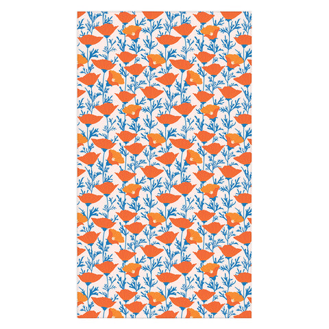 Insvy Design Studio California Poppy Orange Blue Tablecloth