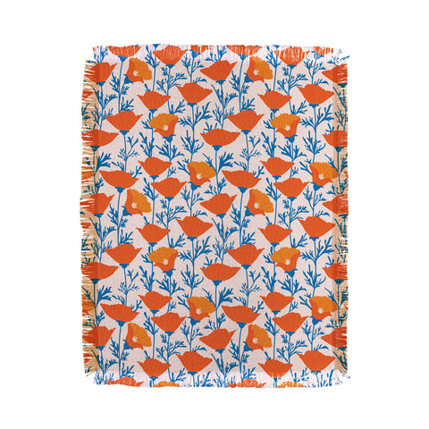 Insvy Design Studio California Poppy Orange Blue Throw Blanket