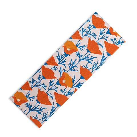 Insvy Design Studio California Poppy Orange Blue Yoga Mat