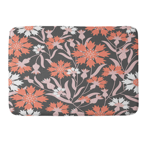Insvy Design Studio Cornflower Orange and White Memory Foam Bath Mat