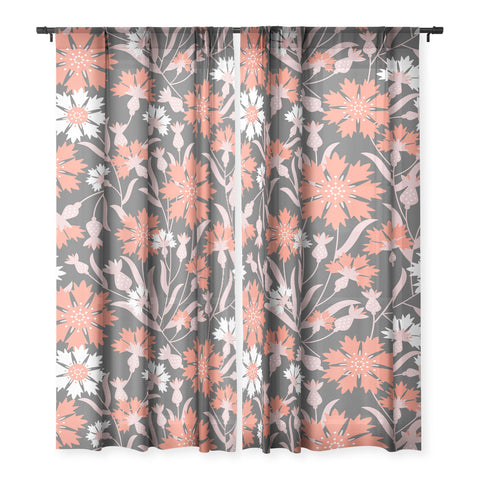 Insvy Design Studio Cornflower Orange and White Sheer Non Repeat