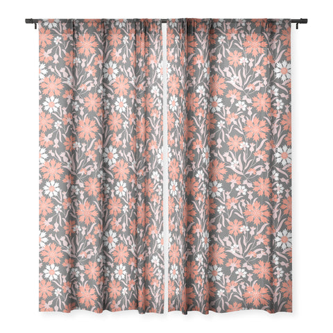Insvy Design Studio Cornflower Orange and White Sheer Window Curtain