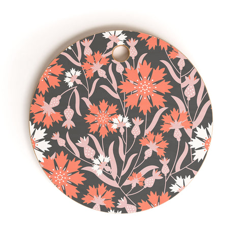 Insvy Design Studio Cornflower Orange and White Cutting Board Round