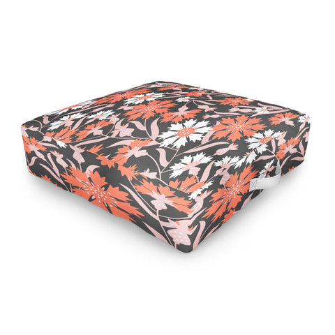 Insvy Design Studio Cornflower Orange and White Outdoor Floor Cushion
