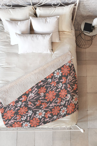Insvy Design Studio Cornflower Orange and White Fleece Throw Blanket