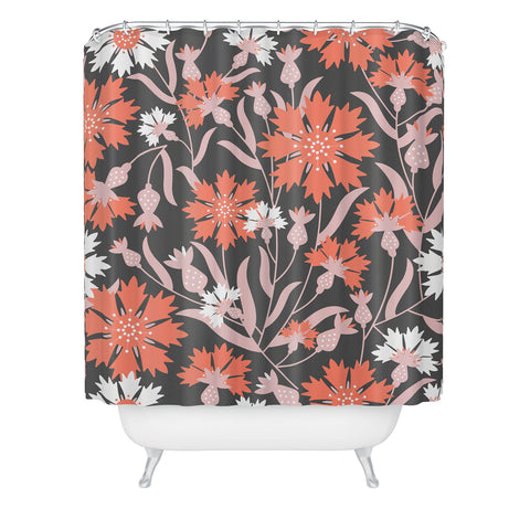 Insvy Design Studio Cornflower Orange and White Shower Curtain
