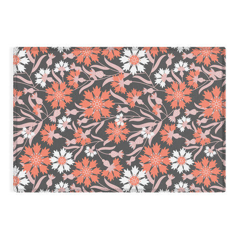 Insvy Design Studio Cornflower Orange and White Outdoor Rug