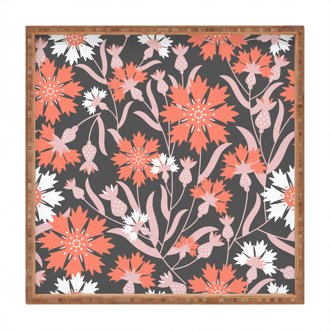 Insvy Design Studio Cornflower Orange and White Square Tray