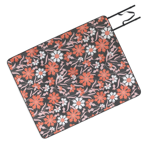 Insvy Design Studio Cornflower Orange and White Picnic Blanket