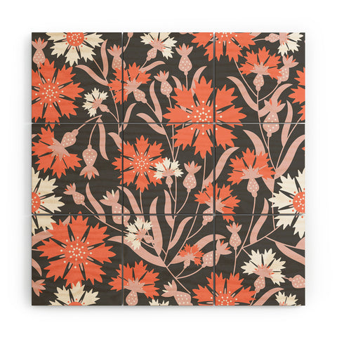 Insvy Design Studio Cornflower Orange and White Wood Wall Mural