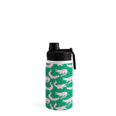 Insvy Design Studio Crocodile Pink Green Water Bottle