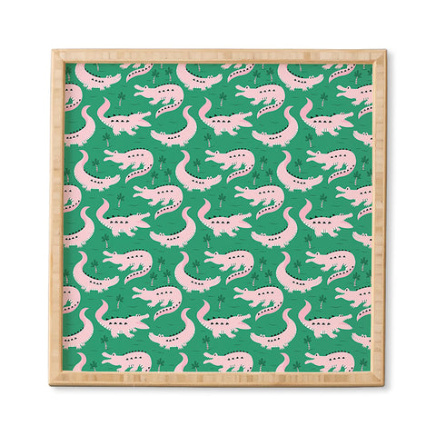 Insvy Design Studio Crocodile Pink Green Framed Wall Art