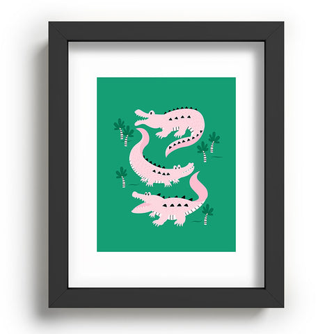 Insvy Design Studio Crocodile Pink Green Recessed Framing Rectangle