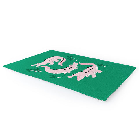 Insvy Design Studio Crocodile Pink Green Area Rug