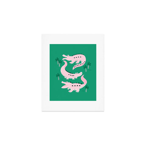 Insvy Design Studio Crocodile Pink Green Art Print