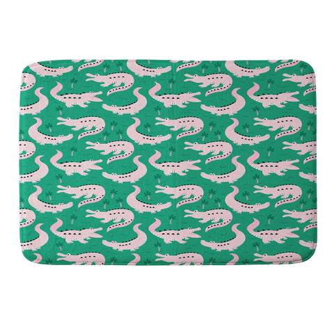 Insvy Design Studio Crocodile Pink Green Memory Foam Bath Mat