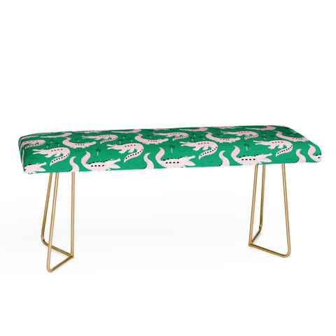 Insvy Design Studio Crocodile Pink Green Bench