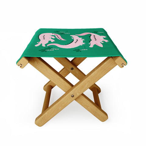 Insvy Design Studio Crocodile Pink Green Folding Stool