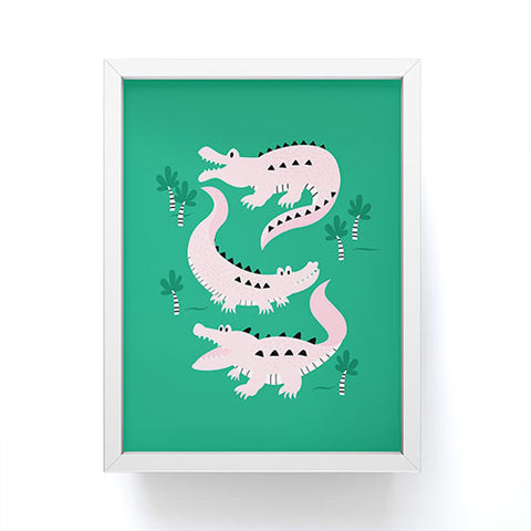 Insvy Design Studio Crocodile Pink Green Framed Mini Art Print