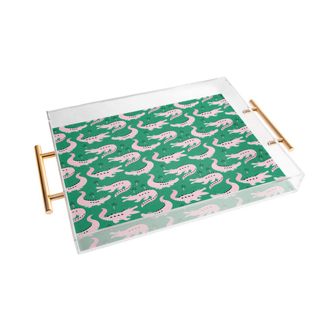 Insvy Design Studio Crocodile Pink Green Acrylic Tray
