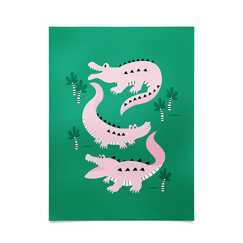 Insvy Design Studio Crocodile Pink Green Poster