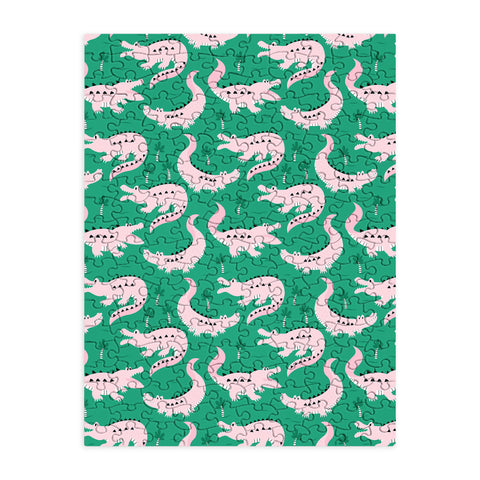 Insvy Design Studio Crocodile Pink Green Puzzle