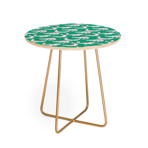 Insvy Design Studio Crocodile Pink Green Round Side Table