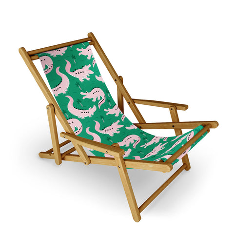 Insvy Design Studio Crocodile Pink Green Sling Chair