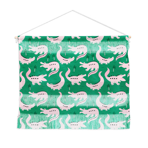 Insvy Design Studio Crocodile Pink Green Wall Hanging Landscape