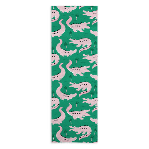 Insvy Design Studio Crocodile Pink Green Yoga Towel