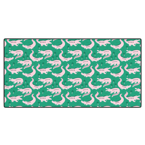 Insvy Design Studio Crocodile Pink Green Desk Mat